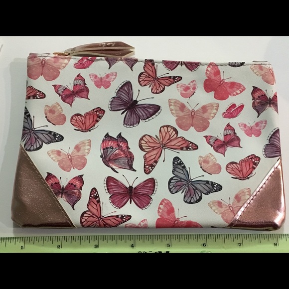New Rose Gold Pink Purple Butterfly Makeup Bag - Picture 1 of 5